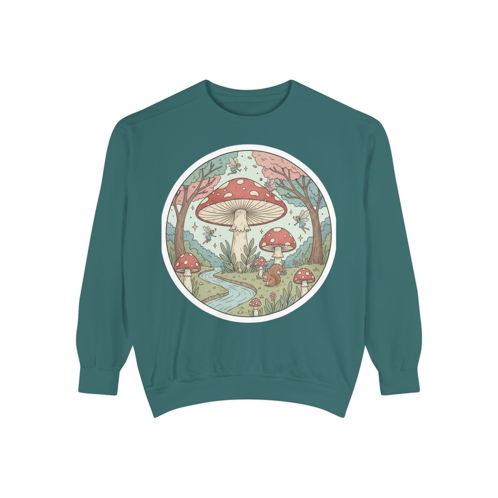 Garment-Dyed Mushroom Sweatshirt - Cozy Unisex Pullover, Nature Lovers Gift, Fall Fashion, Mushroom Decor, Eco-Friendly Style