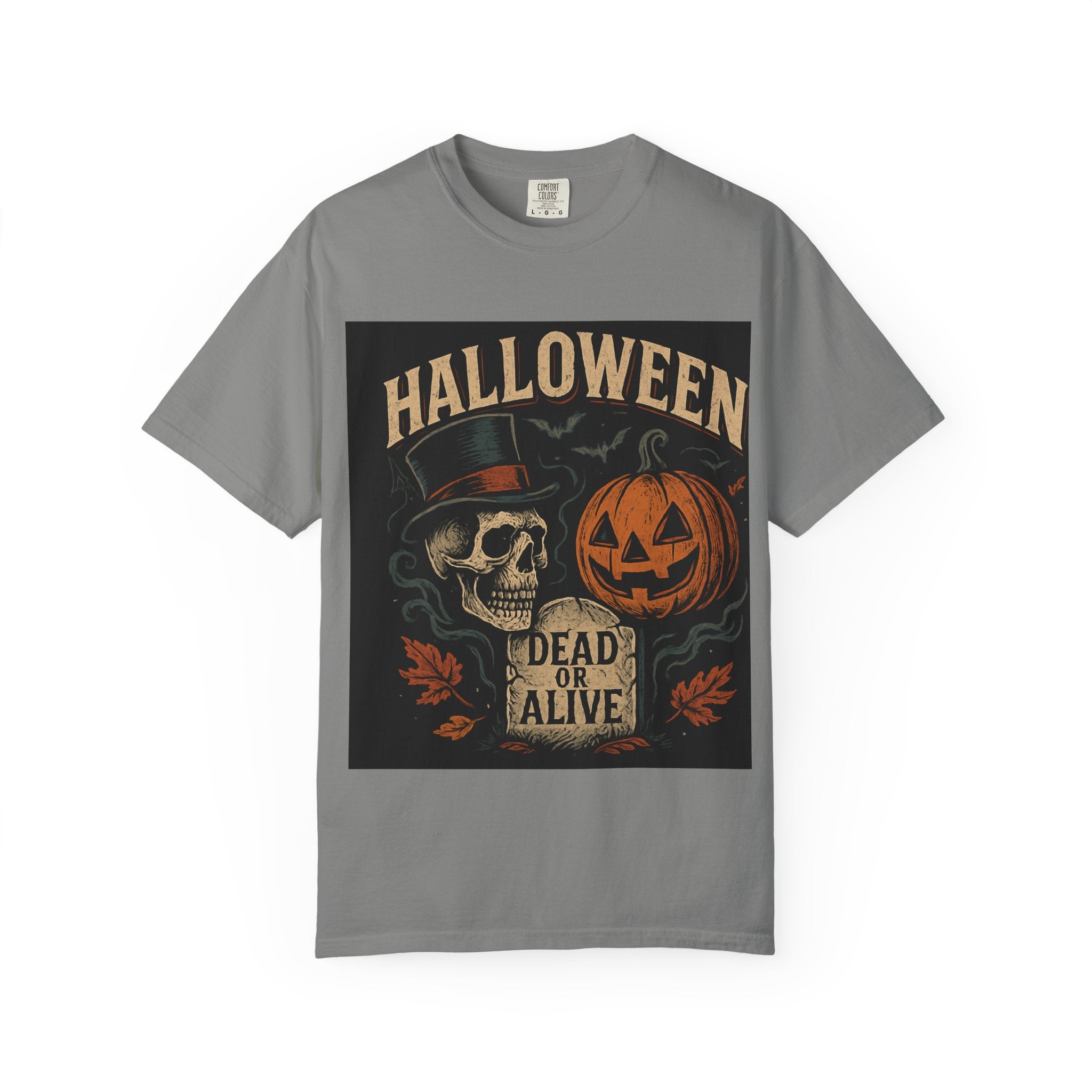 Halloween Skull T-Shirt, Unisex Garment-Dyed Tee, Spooky Graphic Shirt, Autumn Fashion, Costume Party Wear