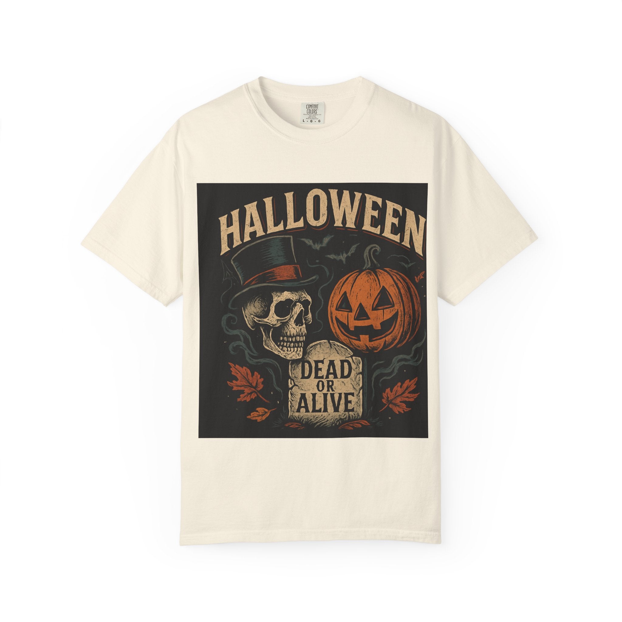 Halloween Skull T-Shirt, Unisex Garment-Dyed Tee, Spooky Graphic Shirt, Autumn Fashion, Costume Party Wear