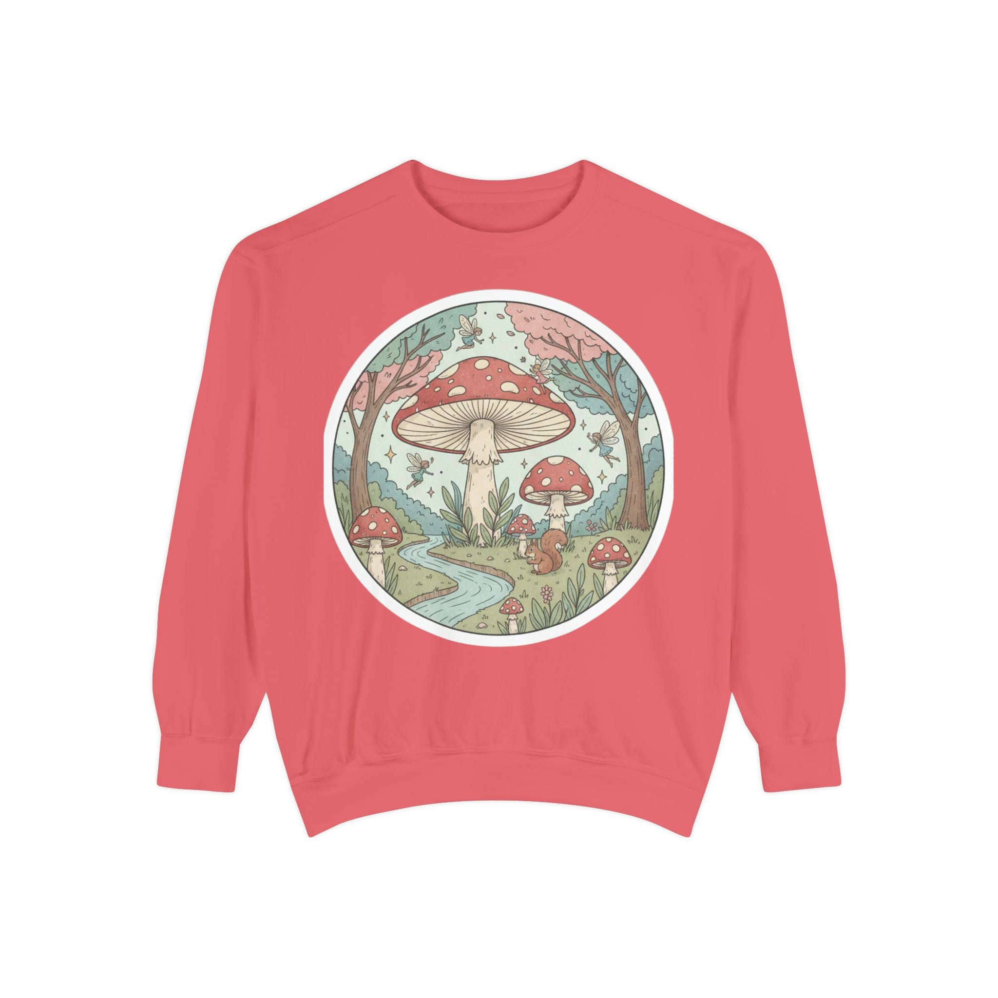 Garment-Dyed Mushroom Sweatshirt - Cozy Unisex Pullover, Nature Lovers Gift, Fall Fashion, Mushroom Decor, Eco-Friendly Style