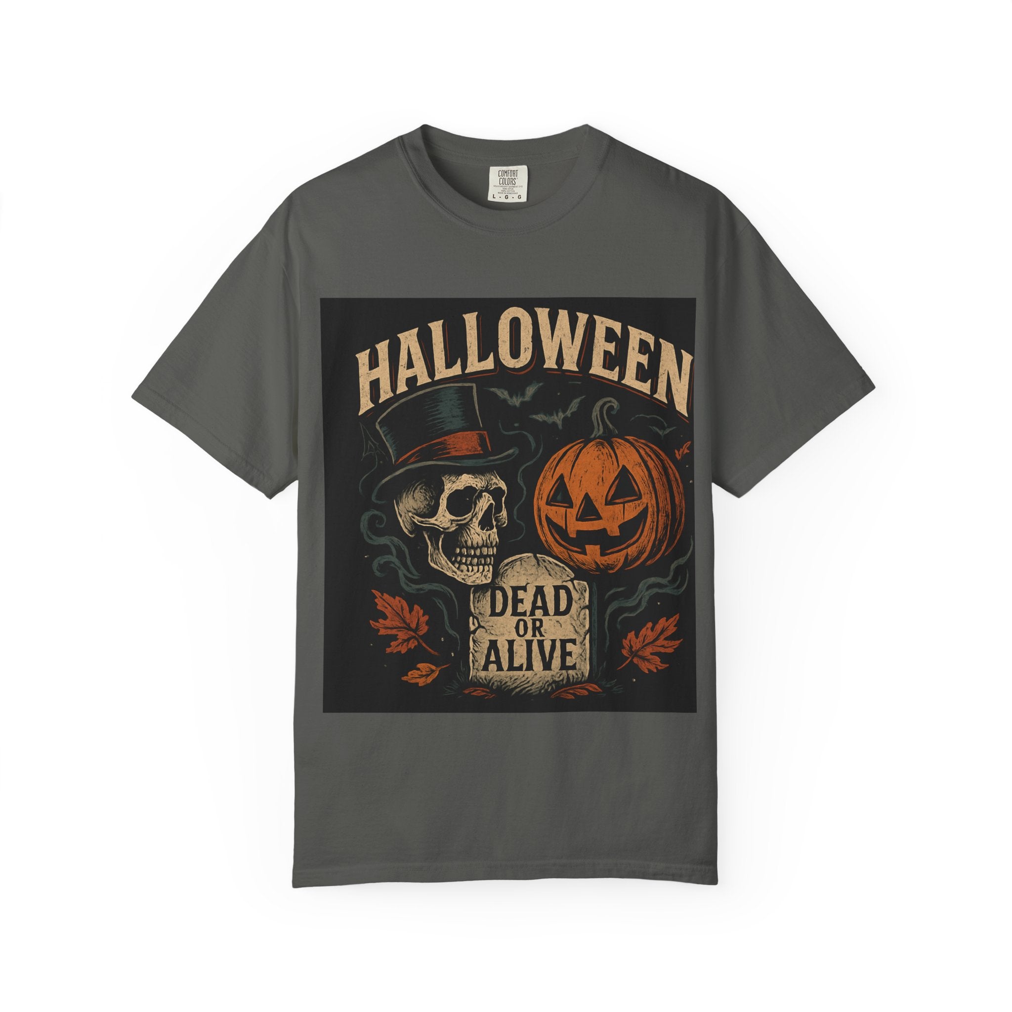 Halloween Skull T-Shirt, Unisex Garment-Dyed Tee, Spooky Graphic Shirt, Autumn Fashion, Costume Party Wear