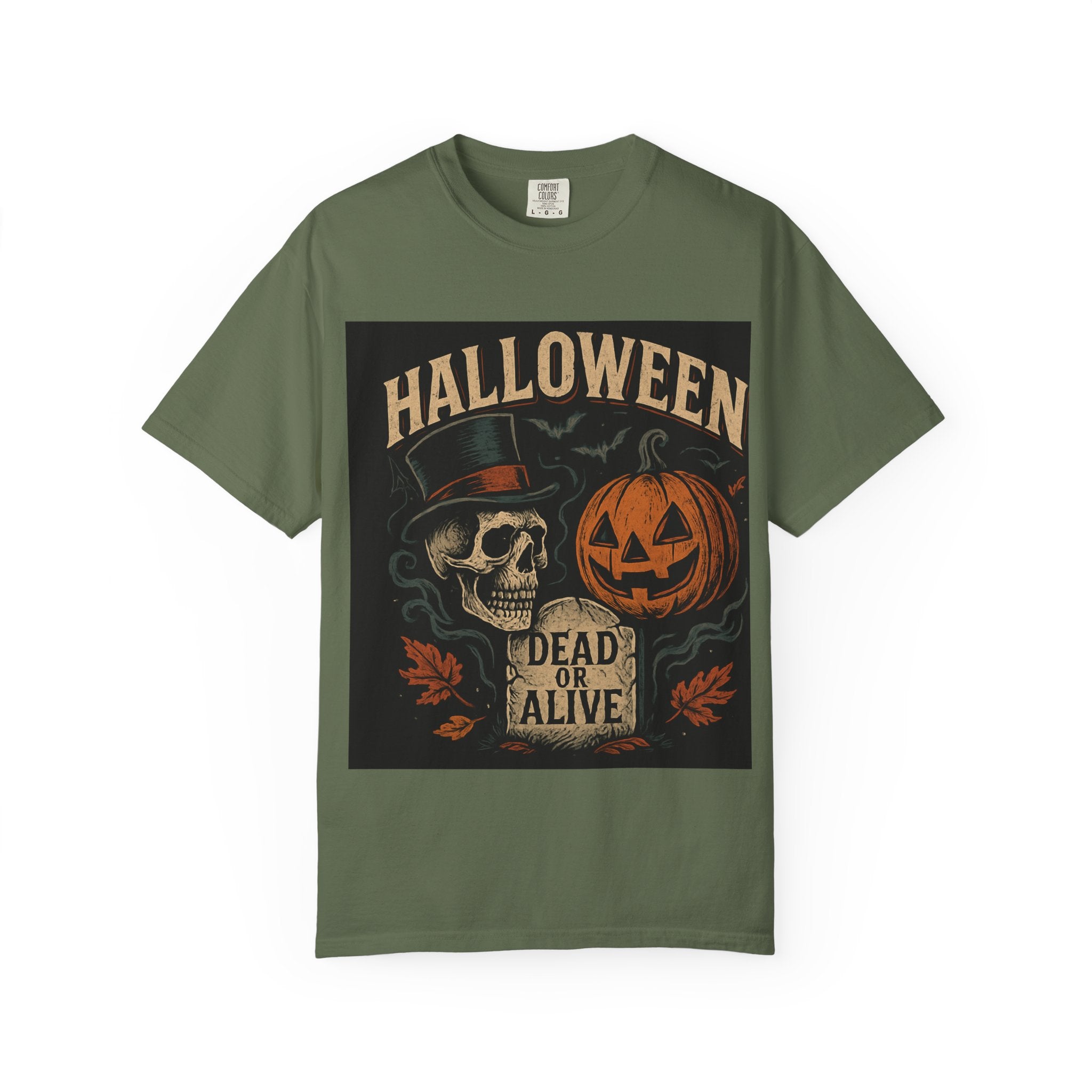 Halloween Skull T-Shirt, Unisex Garment-Dyed Tee, Spooky Graphic Shirt, Autumn Fashion, Costume Party Wear