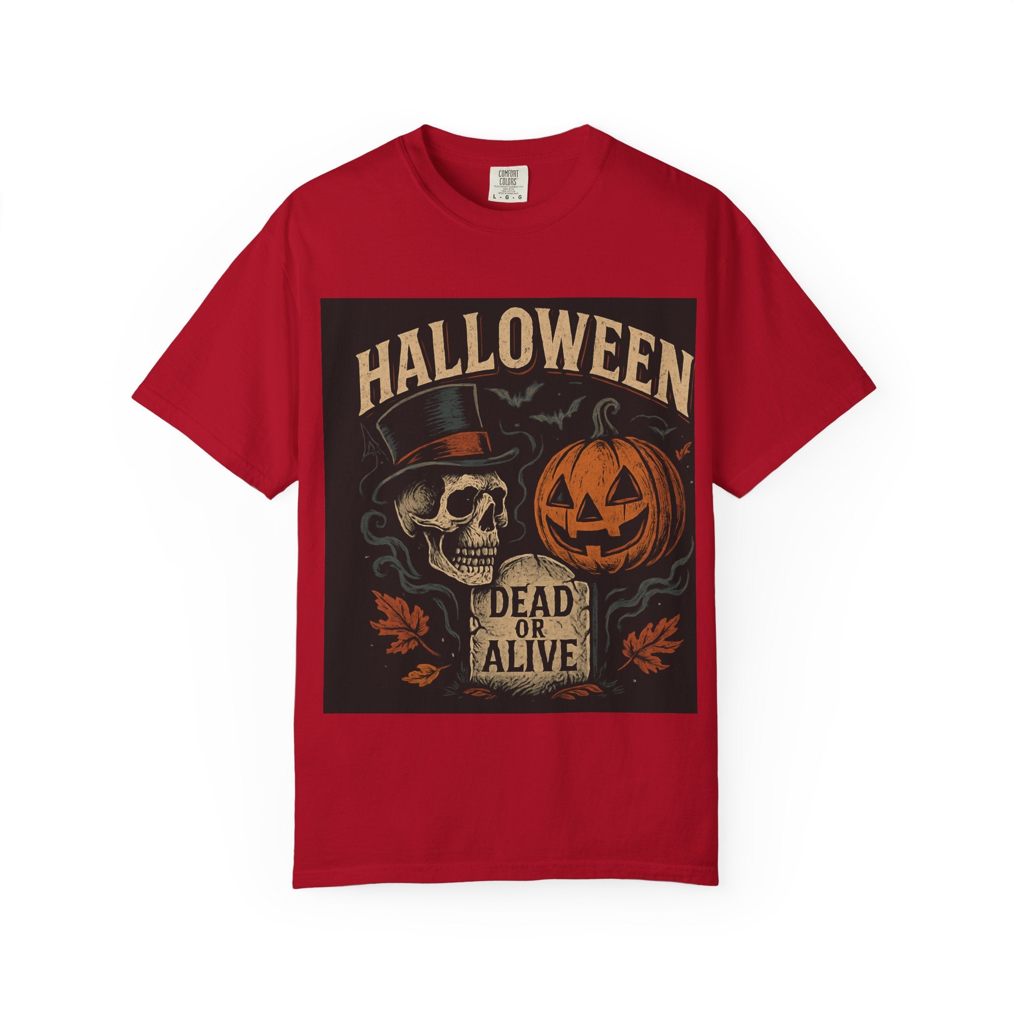 Halloween Skull T-Shirt, Unisex Garment-Dyed Tee, Spooky Graphic Shirt, Autumn Fashion, Costume Party Wear