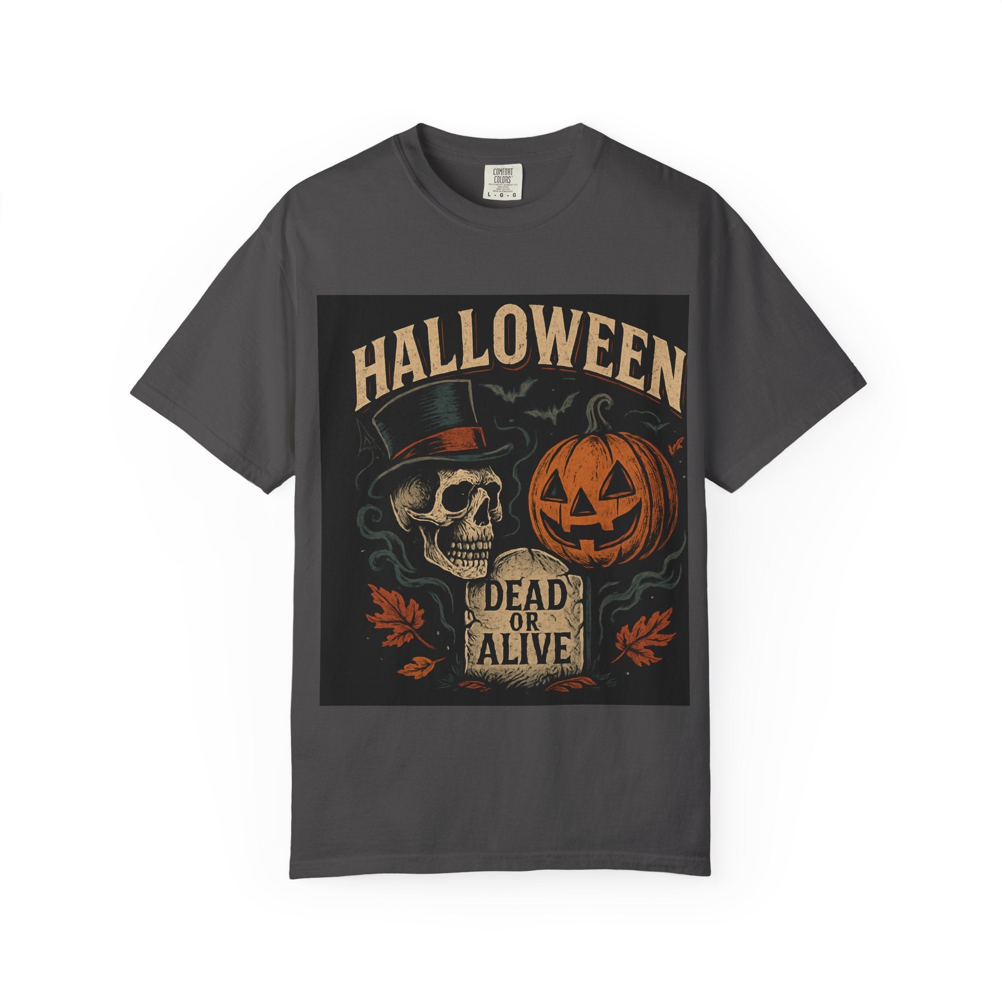 Halloween Skull T-Shirt, Unisex Garment-Dyed Tee, Spooky Graphic Shirt, Autumn Fashion, Costume Party Wear