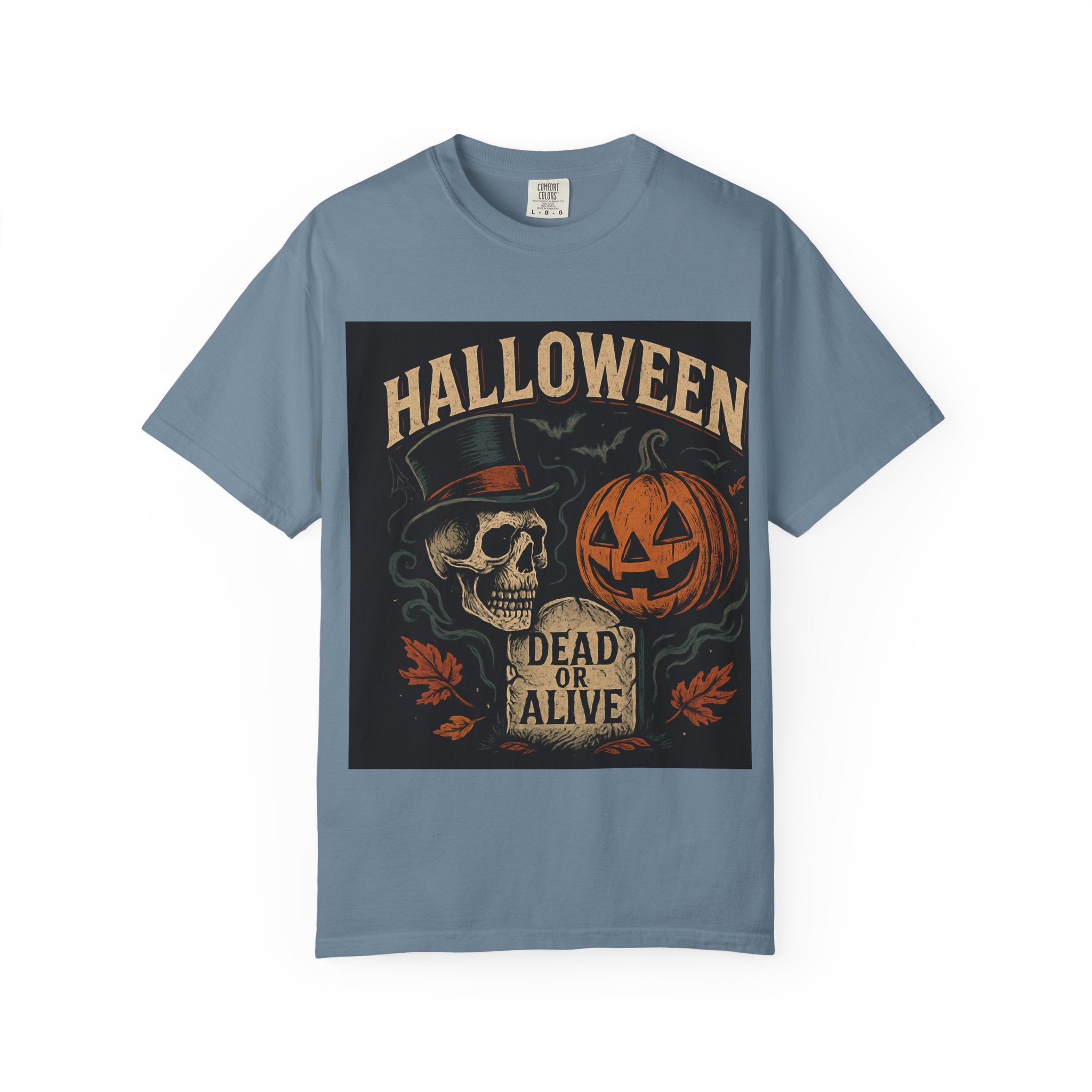 Halloween Skull T-Shirt, Unisex Garment-Dyed Tee, Spooky Graphic Shirt, Autumn Fashion, Costume Party Wear