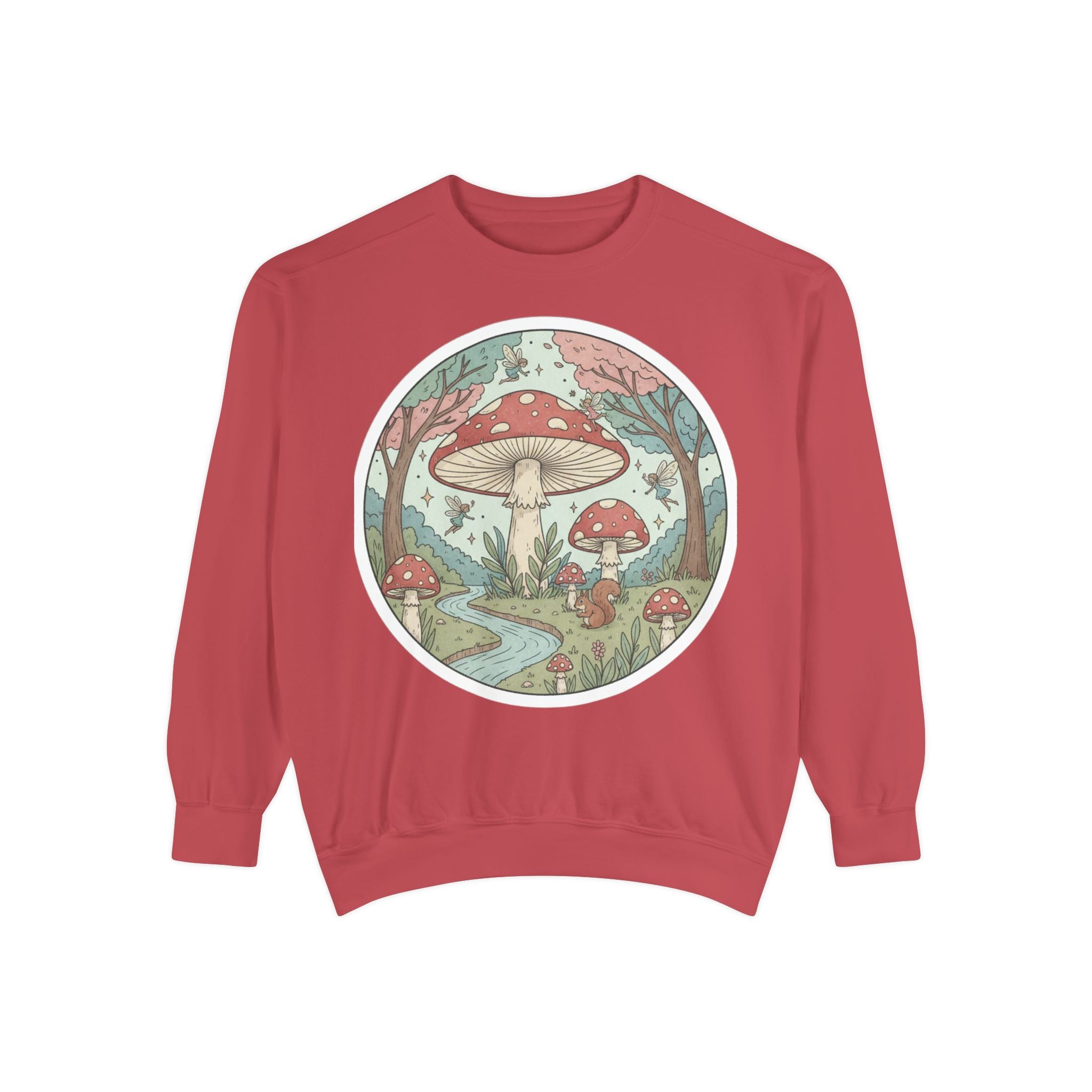 Garment-Dyed Mushroom Sweatshirt - Cozy Unisex Pullover, Nature Lovers Gift, Fall Fashion, Mushroom Decor, Eco-Friendly Style