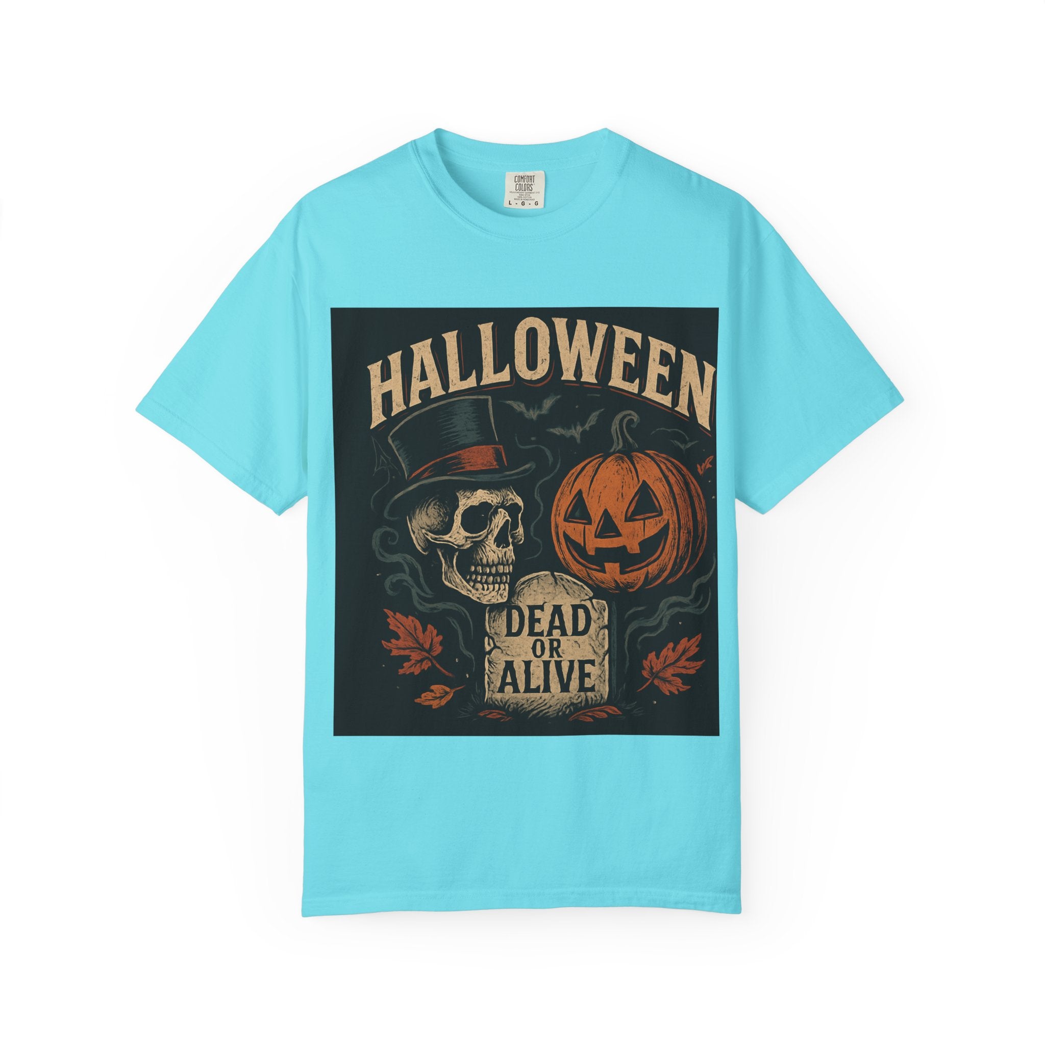 Halloween Skull T-Shirt, Unisex Garment-Dyed Tee, Spooky Graphic Shirt, Autumn Fashion, Costume Party Wear