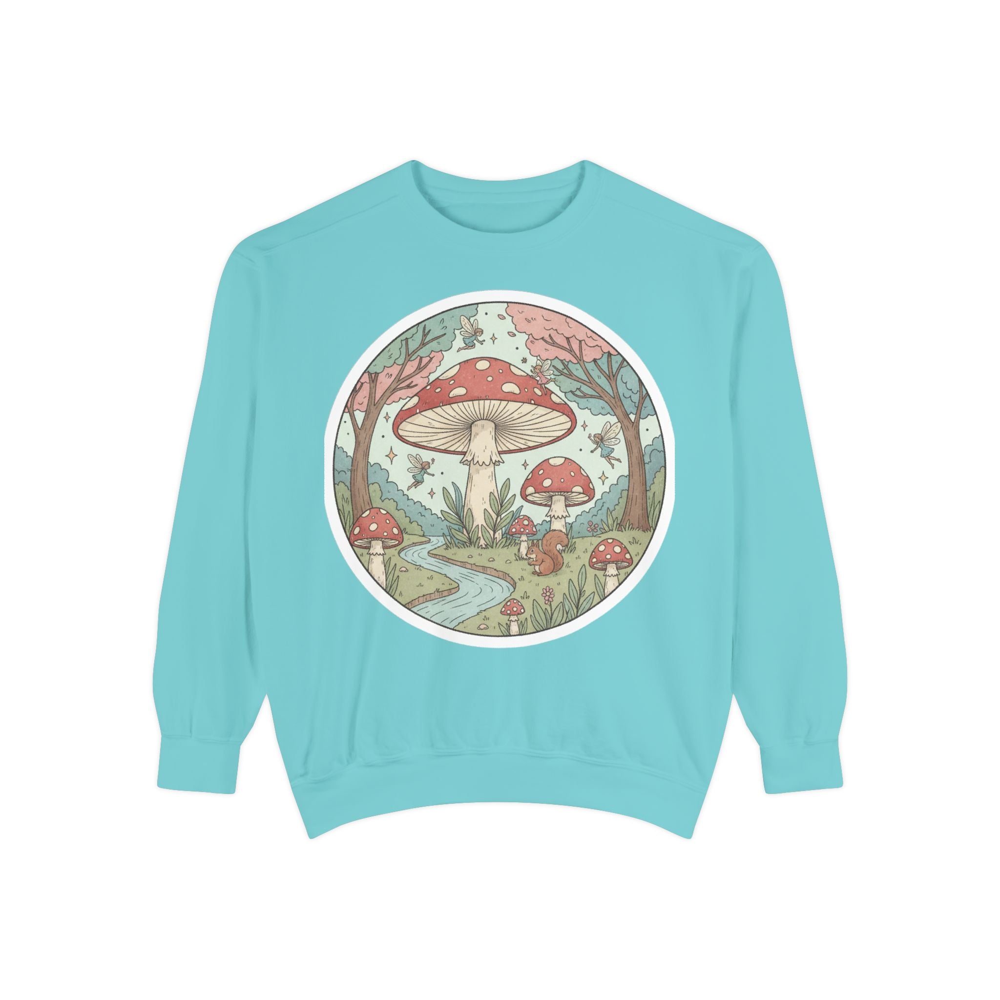 Garment-Dyed Mushroom Sweatshirt - Cozy Unisex Pullover, Nature Lovers Gift, Fall Fashion, Mushroom Decor, Eco-Friendly Style