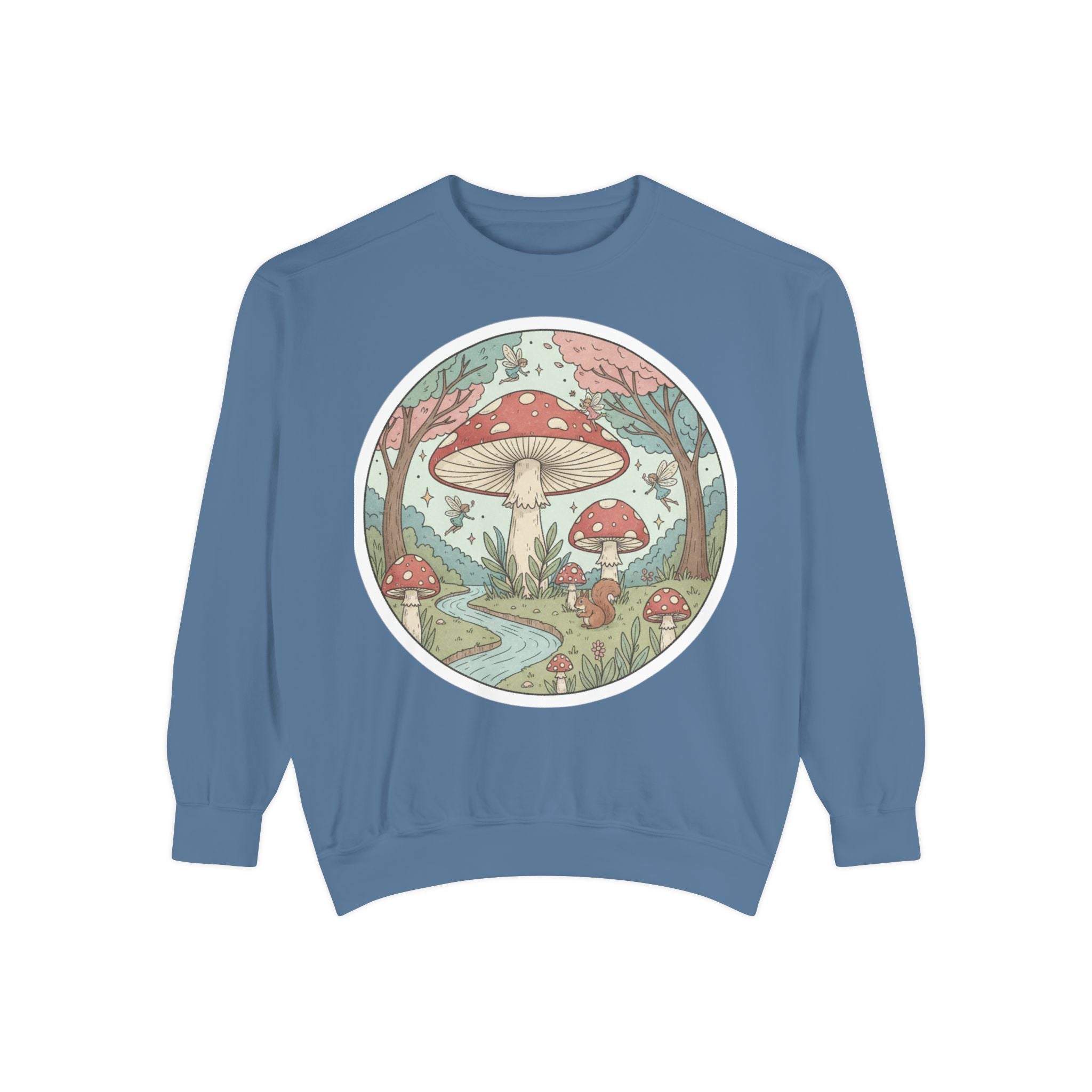 Garment-Dyed Mushroom Sweatshirt - Cozy Unisex Pullover, Nature Lovers Gift, Fall Fashion, Mushroom Decor, Eco-Friendly Style