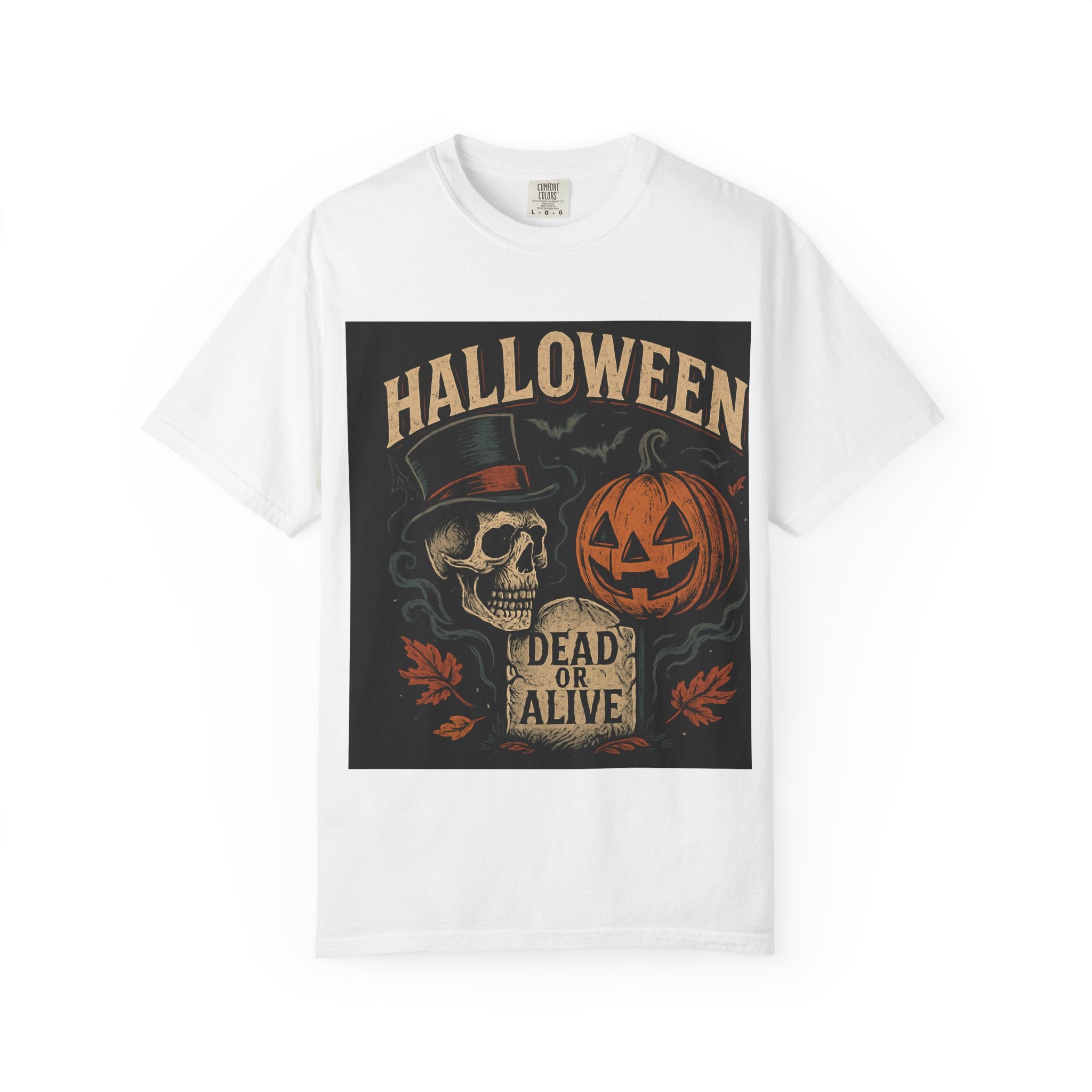 Halloween Skull T-Shirt, Unisex Garment-Dyed Tee, Spooky Graphic Shirt, Autumn Fashion, Costume Party Wear