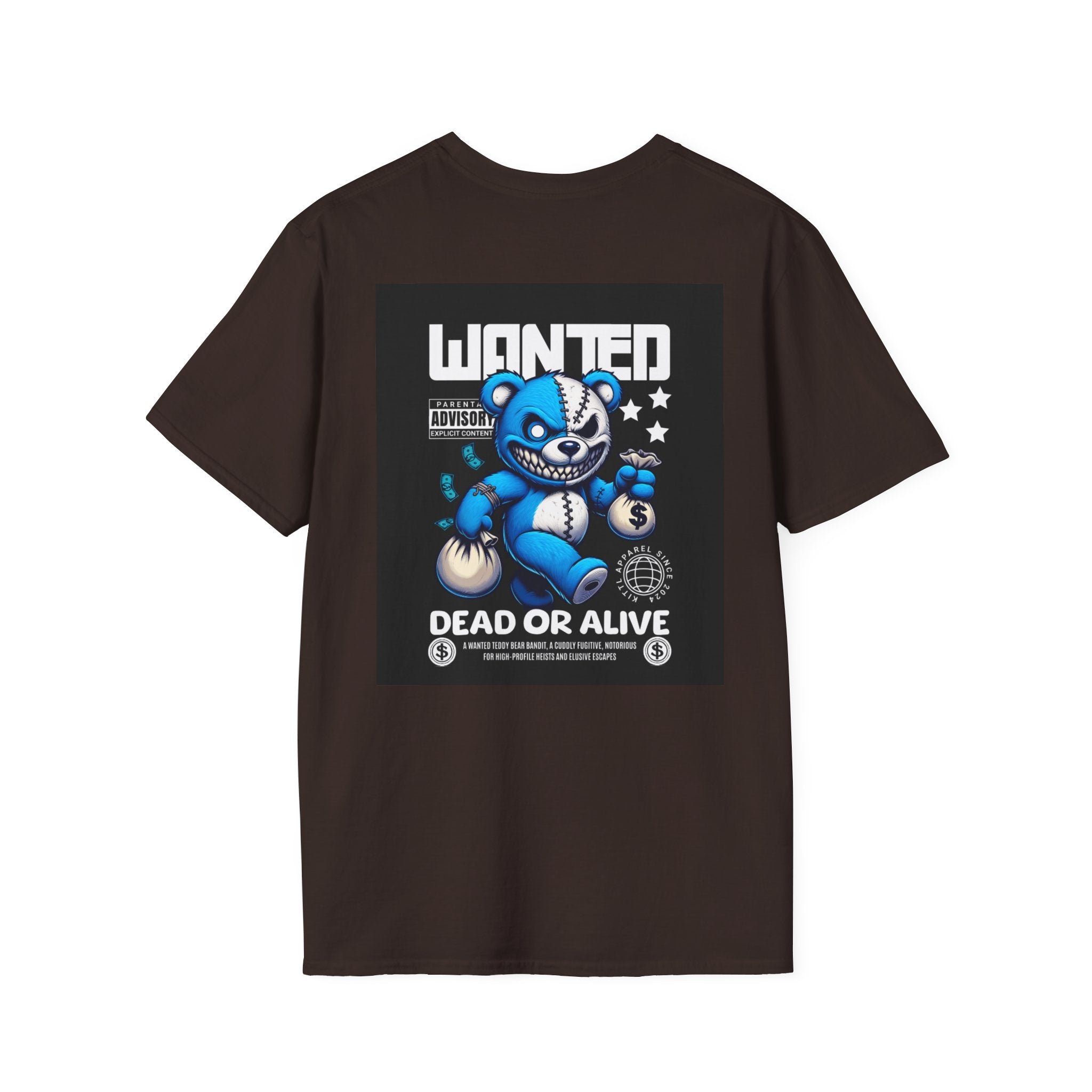 Wanted Blue Bear Graphic T-Shirt for Trendy Adults, Cute Gift for Friends and Family, Unique Graphic Tee, Casual Everyday Wear