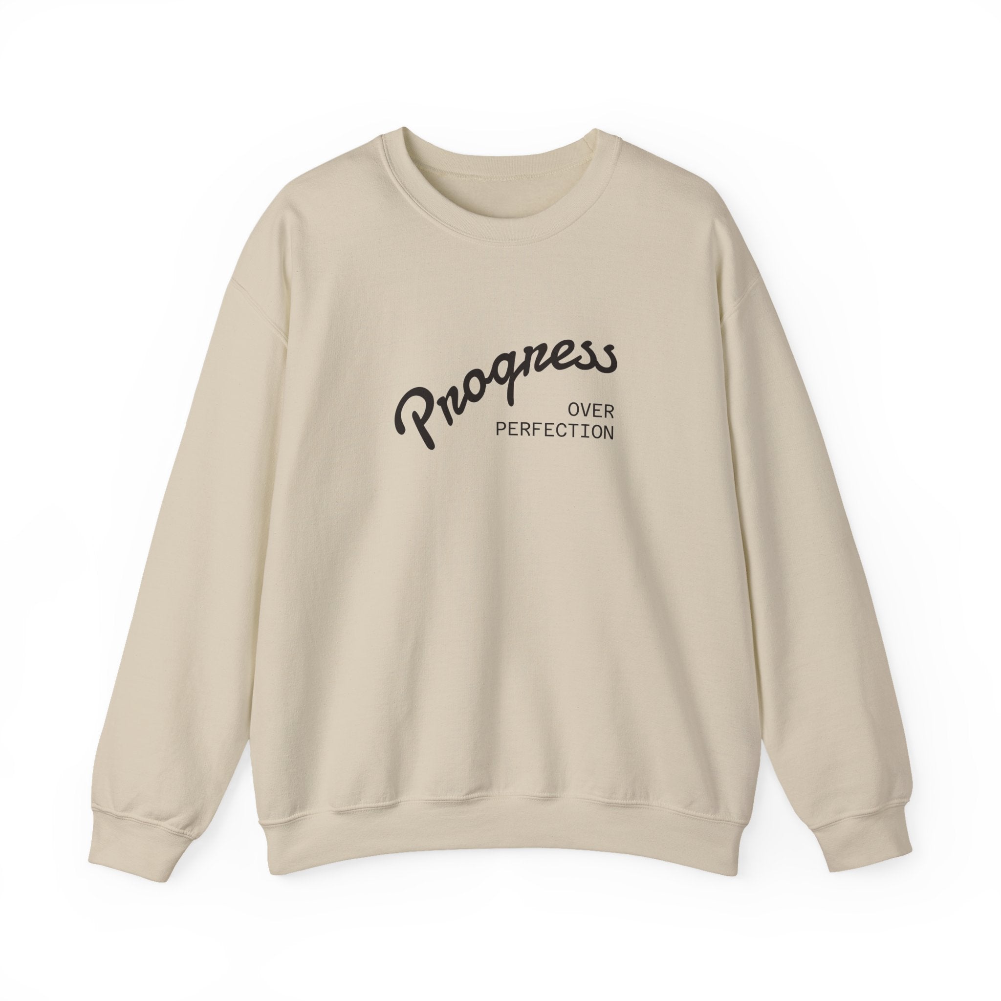 Progress Over Perfection Sweatshirt, Cozy Crewneck, Unisex Fashion, Street Style Apparel, Perfect Gift for Him/Her | WorldMarketCo