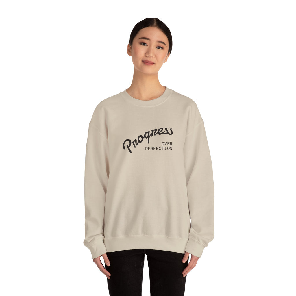 Progress Over Perfection Sweatshirt, Cozy Crewneck, Unisex Fashion, Street Style Apparel, Perfect Gift for Him/Her | WorldMarketCo
