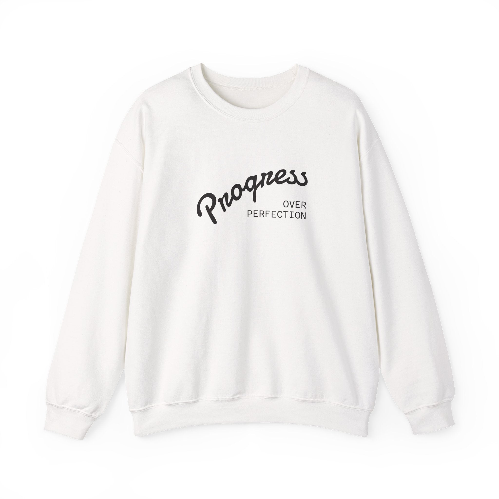 Progress Over Perfection Sweatshirt, Cozy Crewneck, Unisex Fashion, Street Style Apparel, Perfect Gift for Him/Her | WorldMarketCo