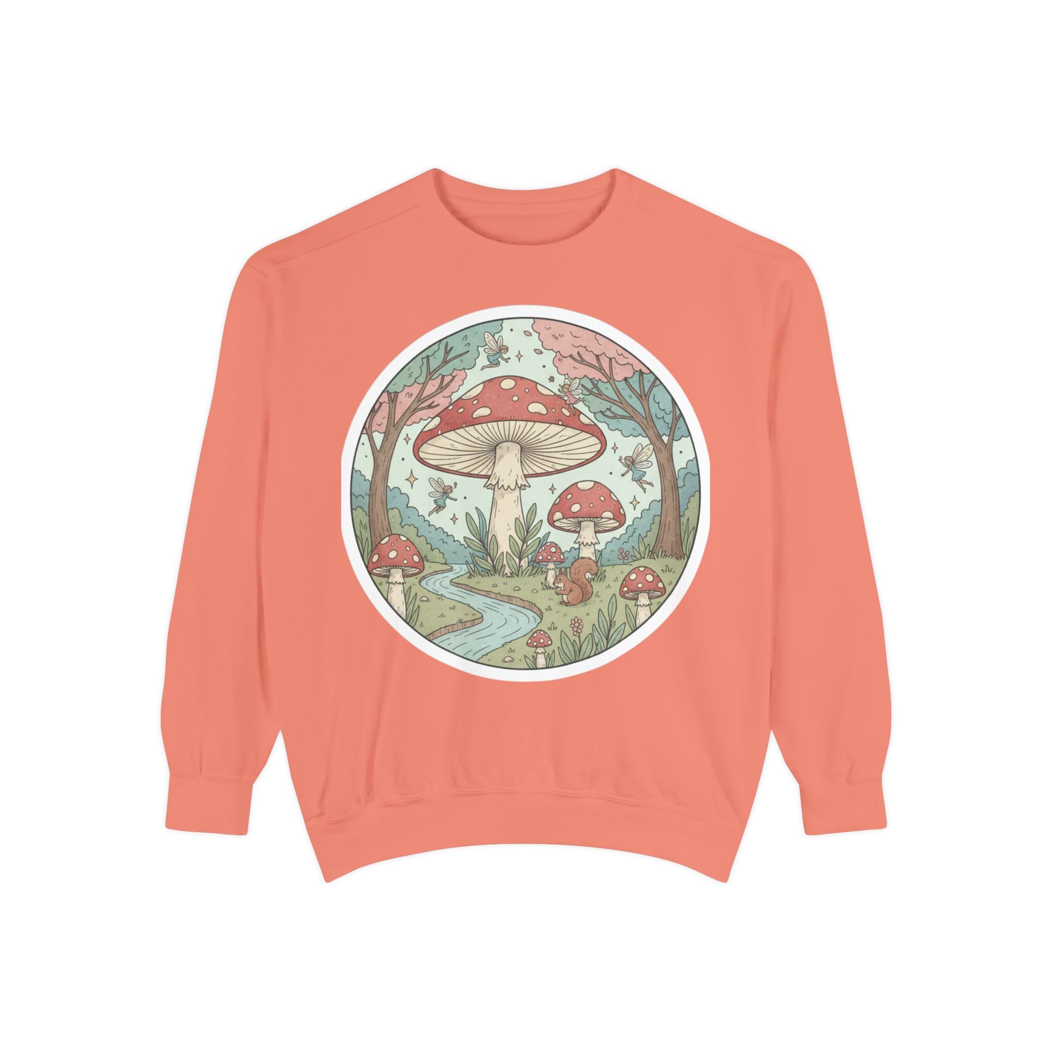 Garment-Dyed Mushroom Sweatshirt - Cozy Unisex Pullover, Nature Lovers Gift, Fall Fashion, Mushroom Decor, Eco-Friendly Style
