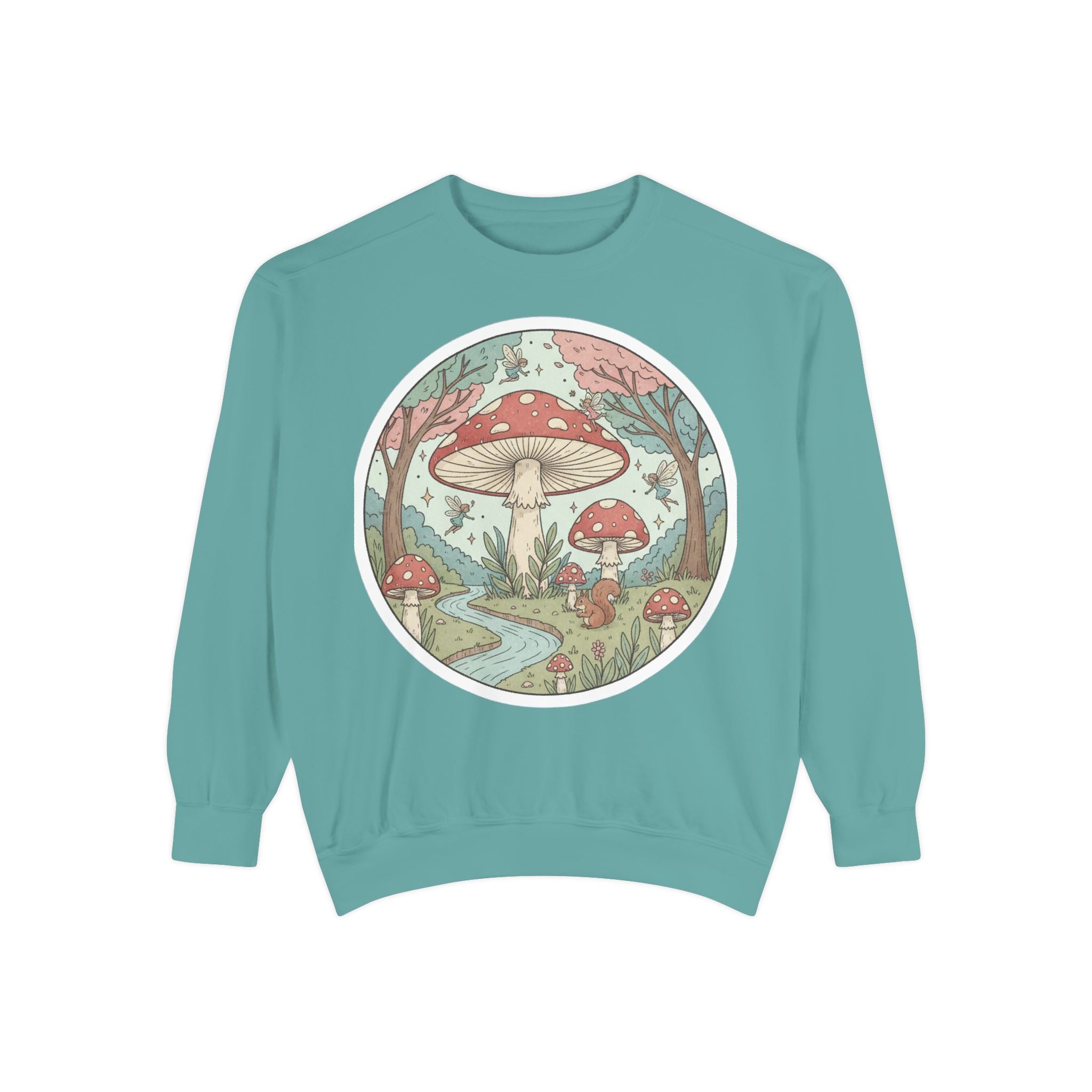 Garment-Dyed Mushroom Sweatshirt - Cozy Unisex Pullover, Nature Lovers Gift, Fall Fashion, Mushroom Decor, Eco-Friendly Style
