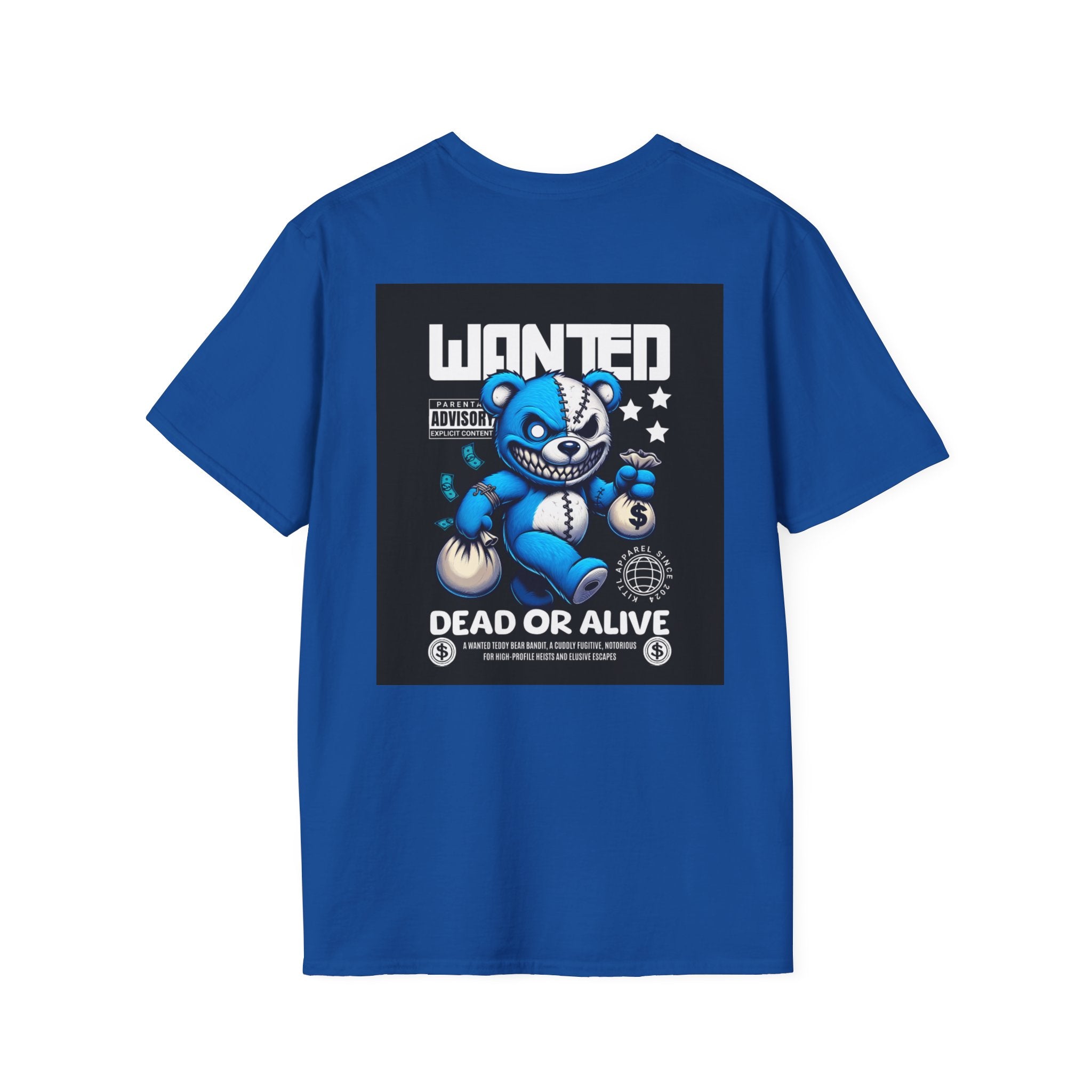 Wanted Blue Bear Graphic T-Shirt for Trendy Adults, Cute Gift for Friends and Family, Unique Graphic Tee, Casual Everyday Wear