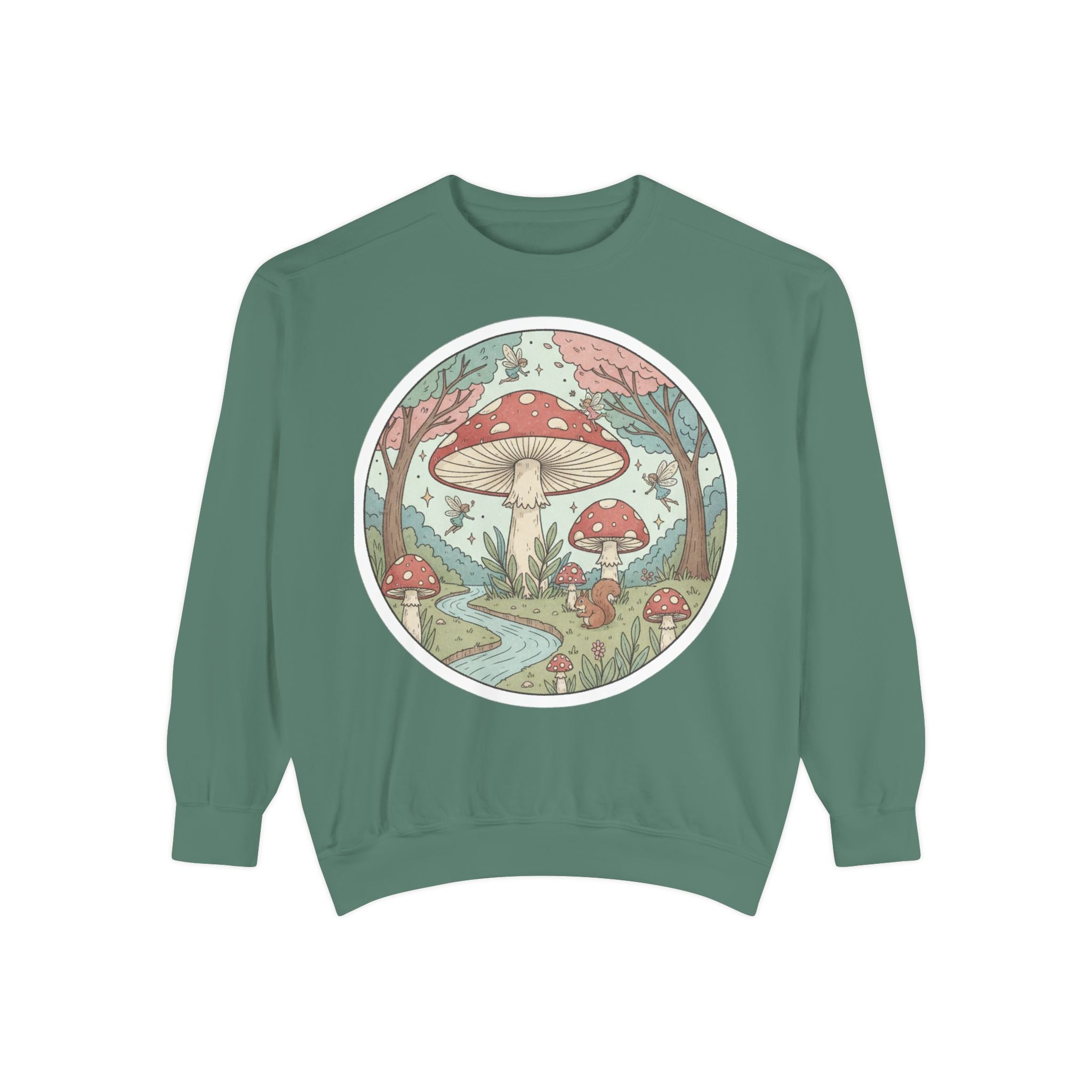 Garment-Dyed Mushroom Sweatshirt - Cozy Unisex Pullover, Nature Lovers Gift, Fall Fashion, Mushroom Decor, Eco-Friendly Style