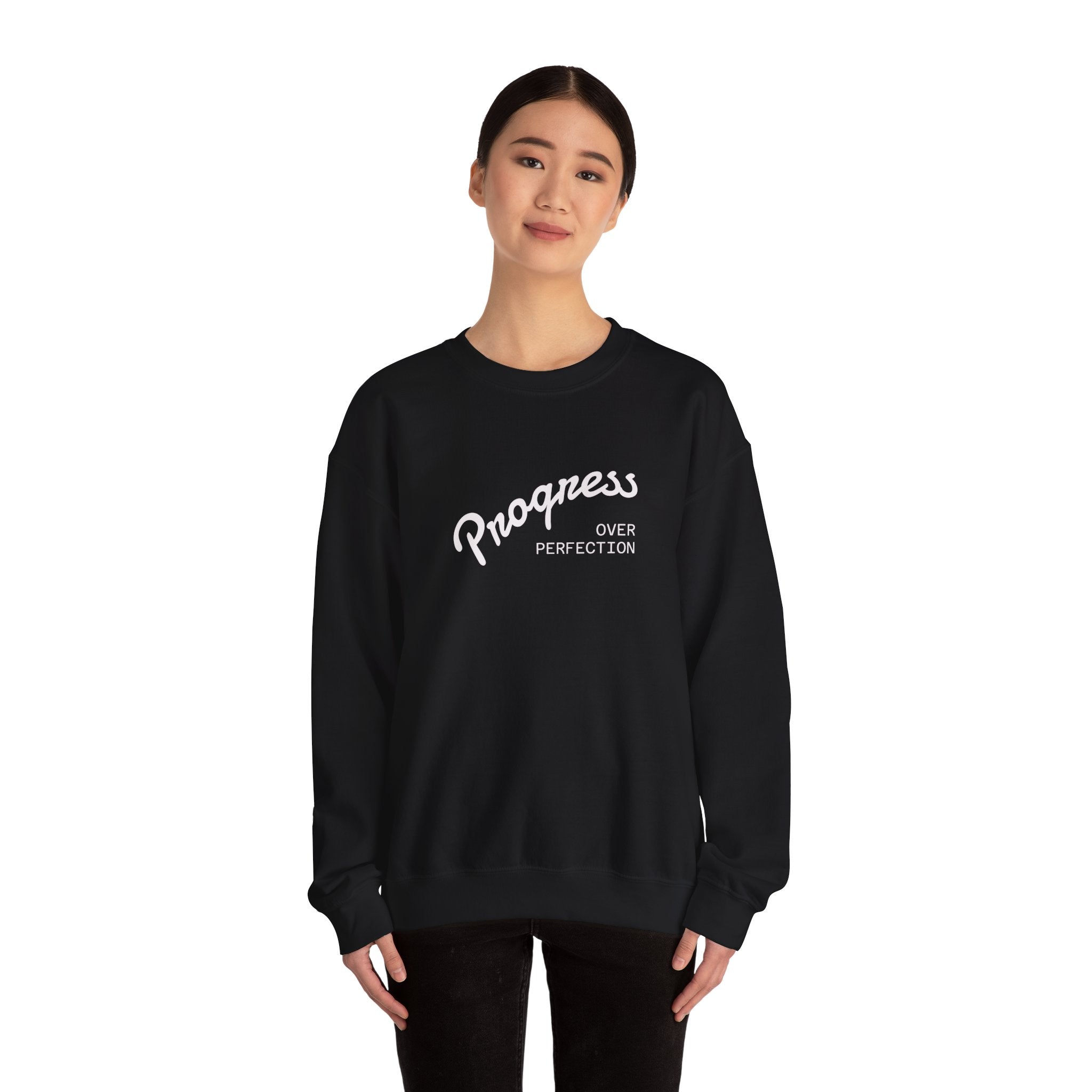 Progress Over Perfection Sweatshirt, Cozy Crewneck, Unisex Fashion, Street Style Apparel, Perfect Gift for Him/Her | WorldMarketCo