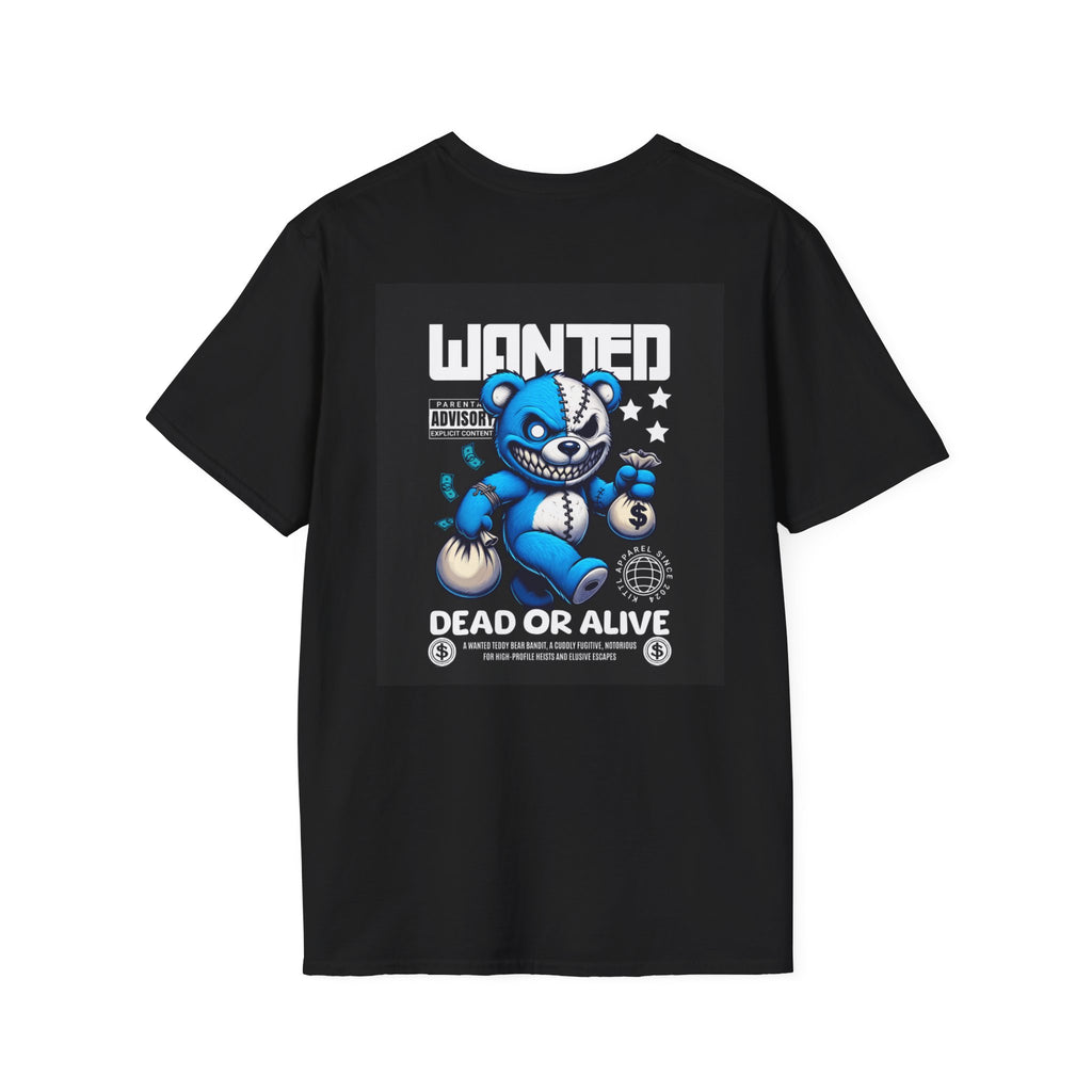 Wanted Blue Bear Graphic T-Shirt for Trendy Adults, Cute Gift for Friends and Family, Unique Graphic Tee, Casual Everyday Wear