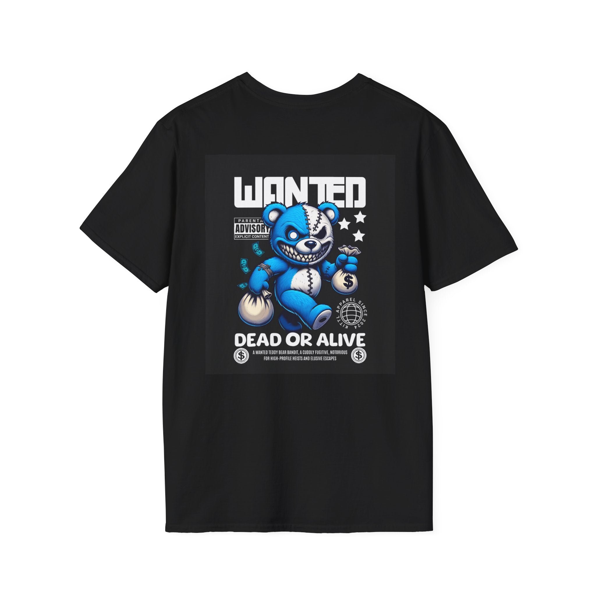 Wanted Blue Bear Graphic T-Shirt for Trendy Adults, Cute Gift for Friends and Family, Unique Graphic Tee, Casual Everyday Wear