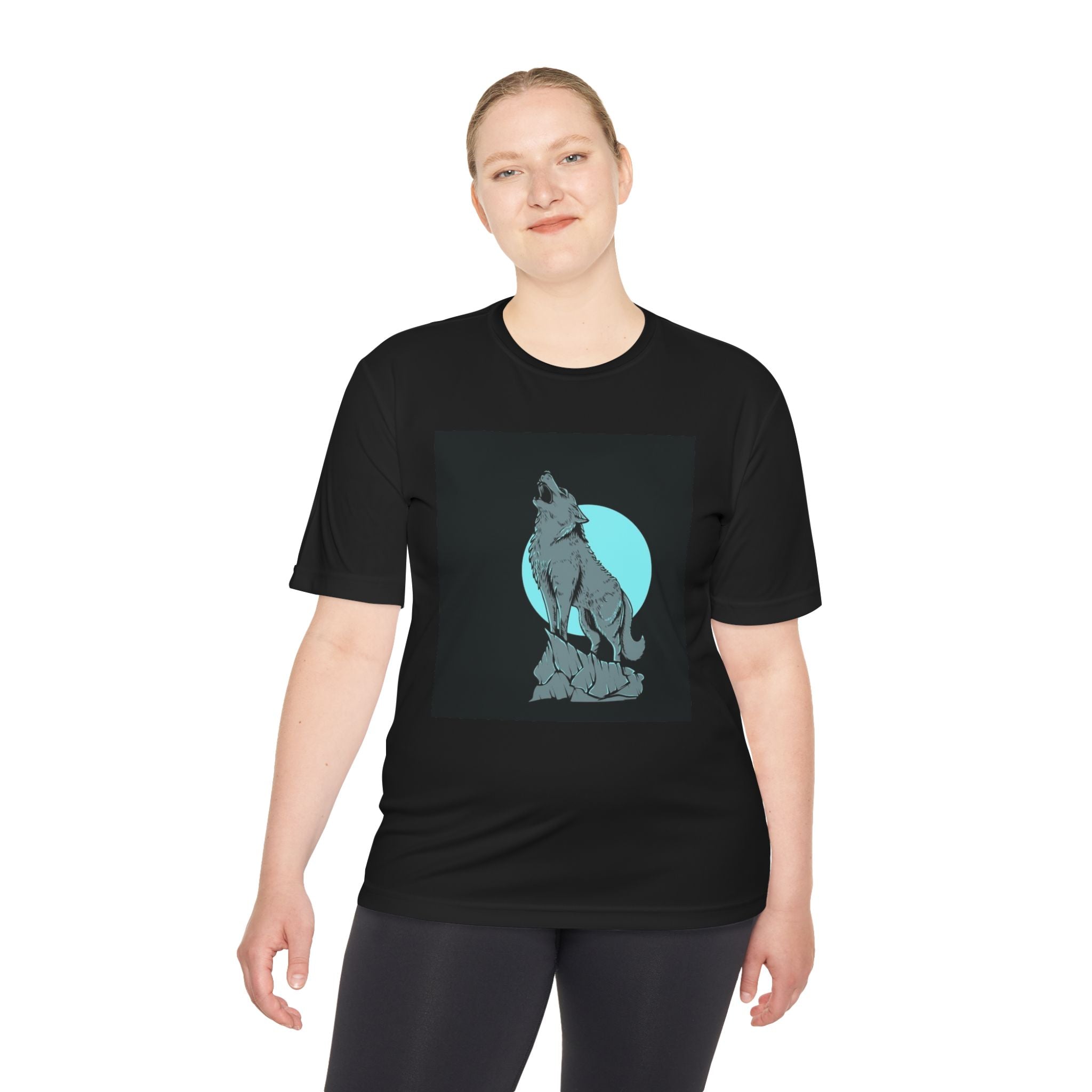 Wolf Howling Unisex Moisture Wicking Tee, Outdoor Apparel, Gift for Nature Lovers, Cool Graphic Tee, Activewear T-Shirt | WorldMarketCo