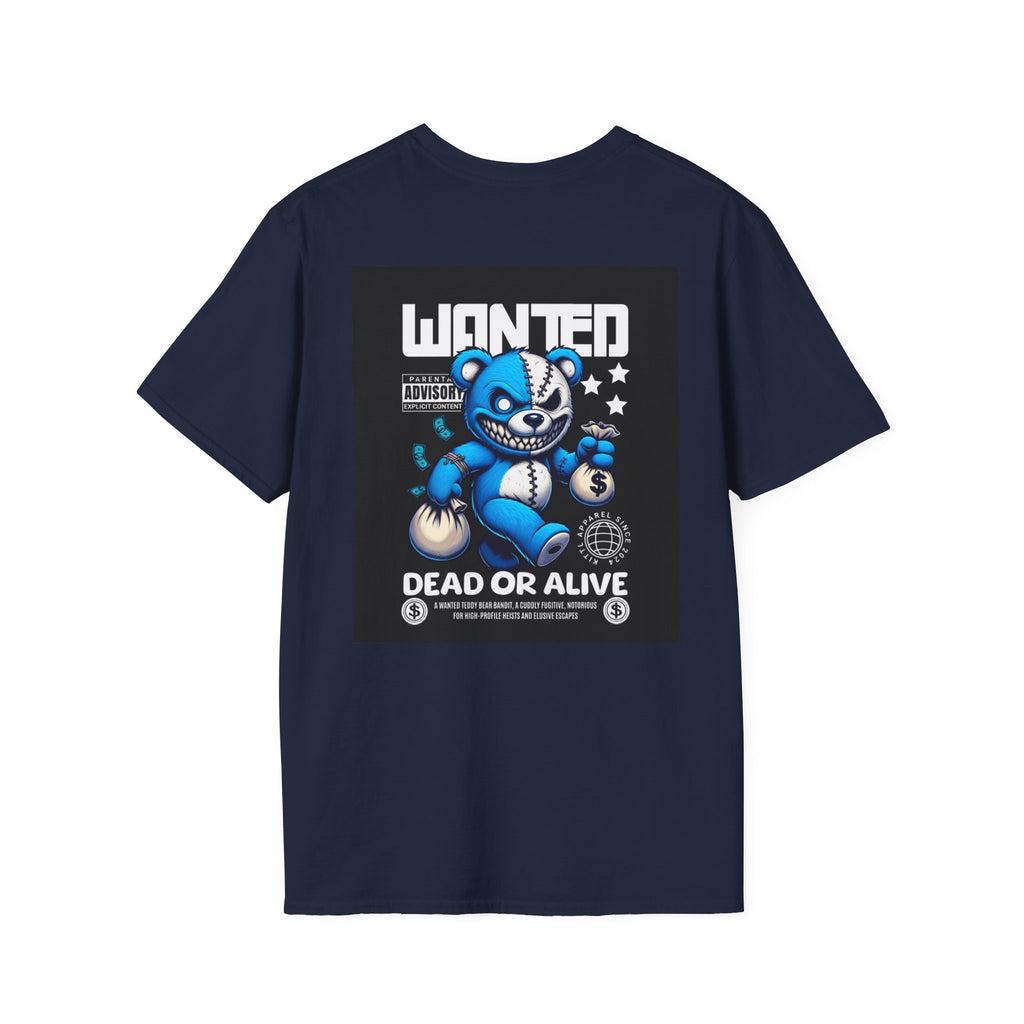 Wanted Blue Bear Graphic T-Shirt for Trendy Adults, Cute Gift for Friends and Family, Unique Graphic Tee, Casual Everyday Wear