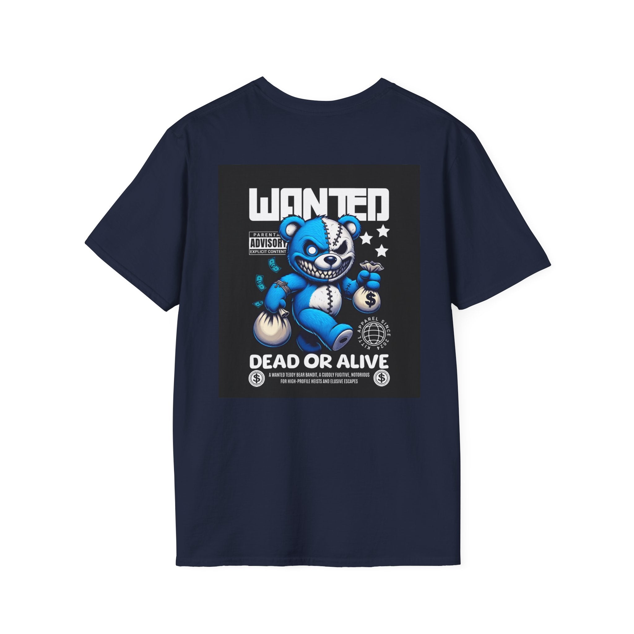 Wanted Blue Bear Graphic T-Shirt for Trendy Adults, Cute Gift for Friends and Family, Unique Graphic Tee, Casual Everyday Wear