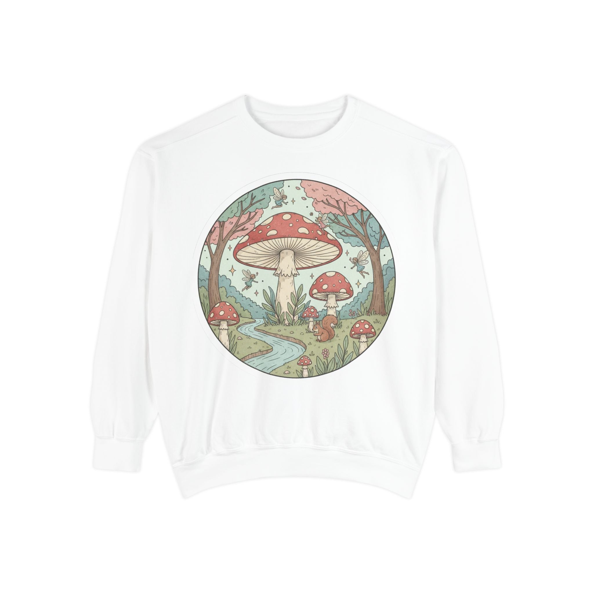 Garment-Dyed Mushroom Sweatshirt - Cozy Unisex Pullover, Nature Lovers Gift, Fall Fashion, Mushroom Decor, Eco-Friendly Style