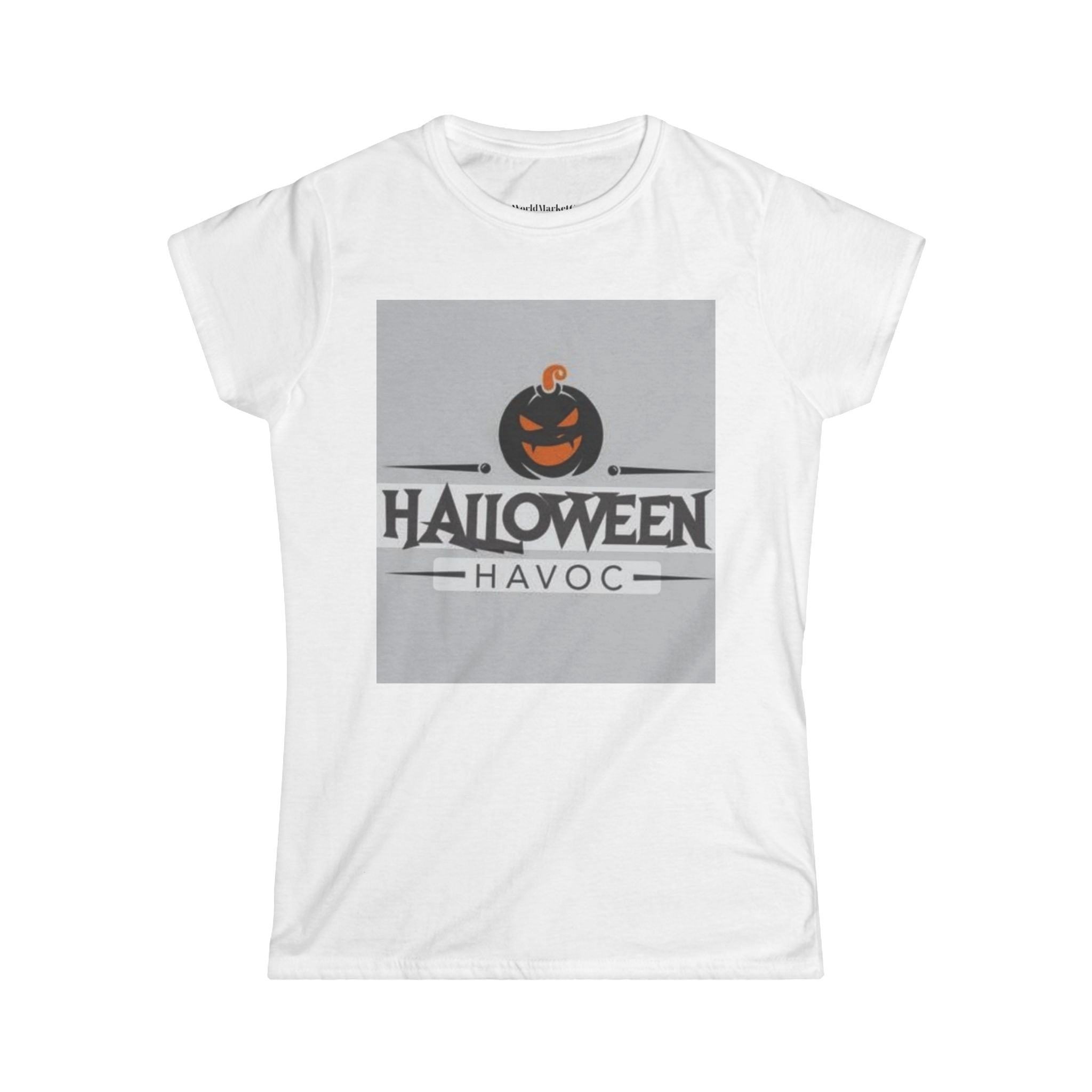 Halloween-Themed Women's Softstyle Tee, Spooky Shirt, Cute Halloween Outfit, Fall Fashion, Trick or Treat Top | WorldMarketCo